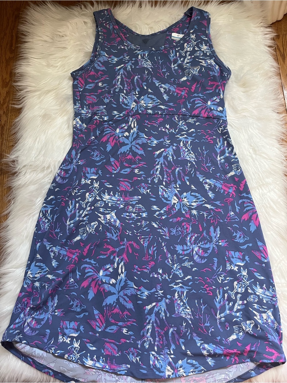 Columbia Navy Floral Tank Dress with Pink & Light Blue Details